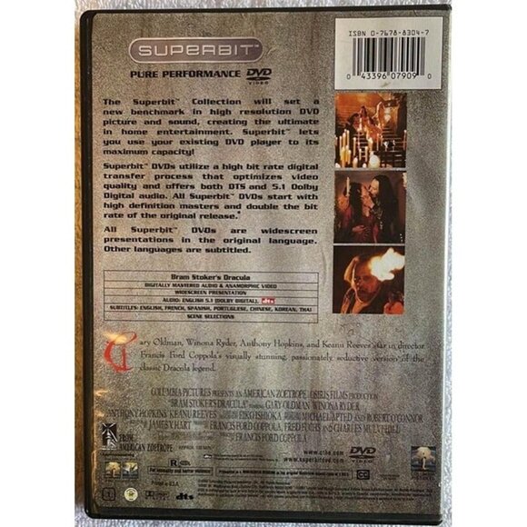 Bram Stoker's Dracula (Superbit Collection) DVD, Winona Ryder, Keanu Reeves - Picture 2 of 4